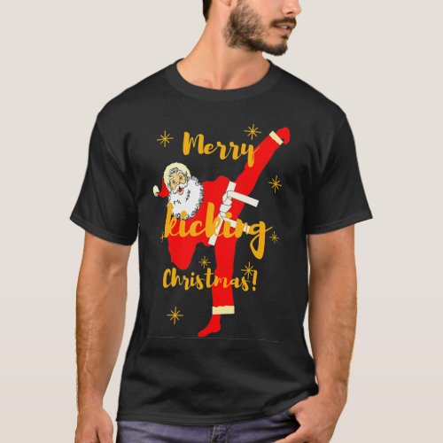 Kicking Santa Claus Merry kicking Christmas by MAM T_Shirt