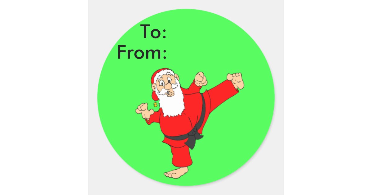Kicking Santa Martial Arts Christmas Gift Tags Zazzle Com