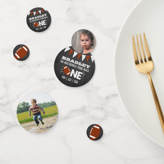 Kicking The Big One | Football 1st Birthday Confetti (Group)