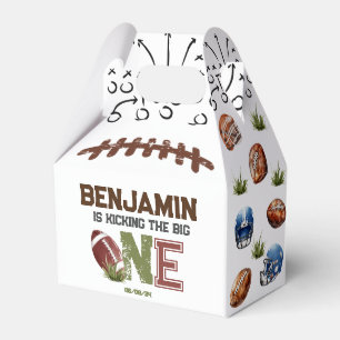 Kicking The Big One Football 1st Birthday Favor Boxes