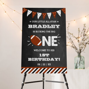 Kicking The Big One   Football 1st Birthday Foam Board