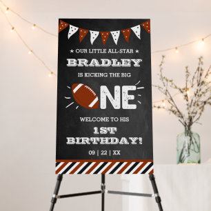 Kicking The Big One   Football 1st Birthday Foam Board