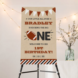 Kicking The Big One   Football 1st Birthday Foam Board