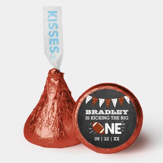 Kicking The Big One | Football 1st Birthday Hershey®'s Kisses® (Front)