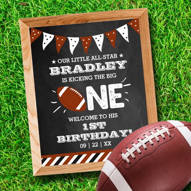 Kicking The Big One | Football 1st Birthday Poster (Creator Uploaded)