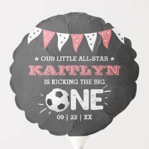 Kicking The Big One   Soccer 1st Birthday Balloon