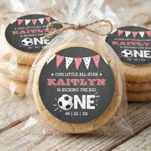 Kicking The Big One   Soccer 1st Birthday Classic Round Sticker