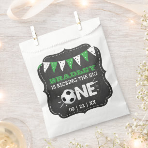 Kicking The Big One Soccer 1st Birthday Favor Bag