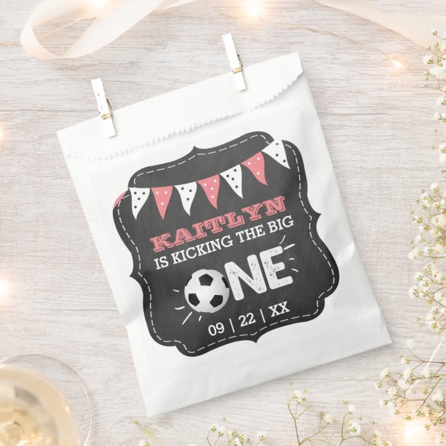Kicking The Big One | Soccer 1st Birthday Favor Bag (Clipped)