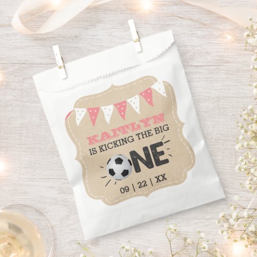 Kicking The Big One  Soccer 1st Birthday Favor Bag