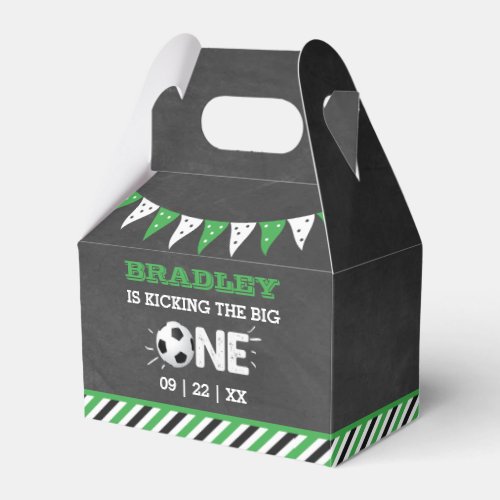 Kicking The Big One  Soccer 1st Birthday Favor Boxes
