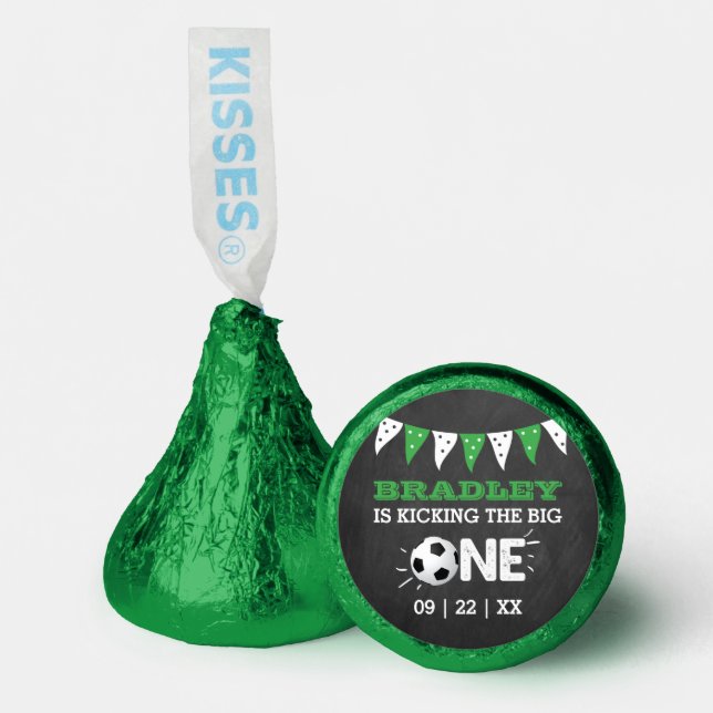 Kicking The Big One | Soccer 1st Birthday Hershey®'s Kisses® (Front)