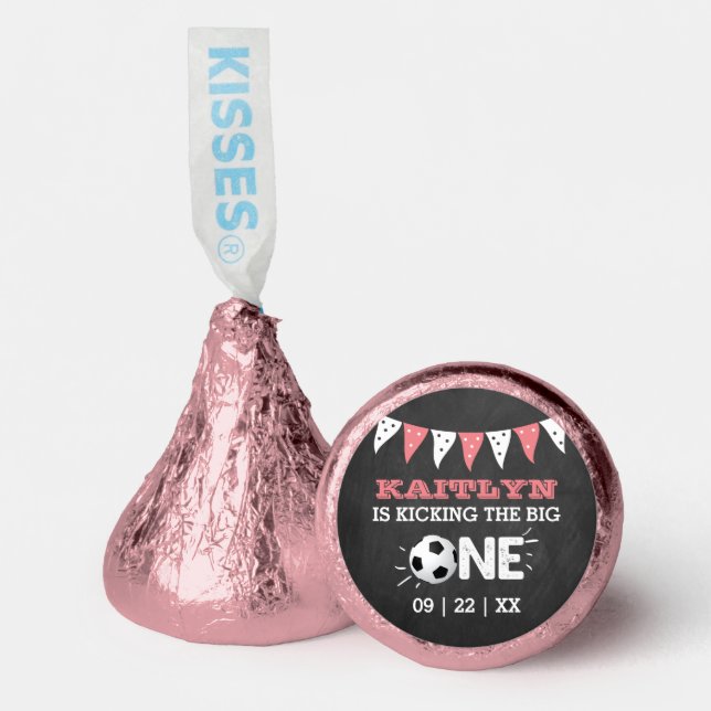 Kicking The Big One | Soccer 1st Birthday Hershey®'s Kisses® (Front)
