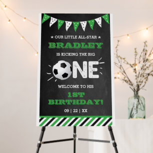 Kicking The Big One   Soccer 1st Birthday Welcome Foam Board