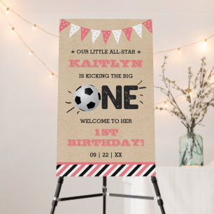 Kicking The Big One Soccer 1st Birthday Welcome Foam Board