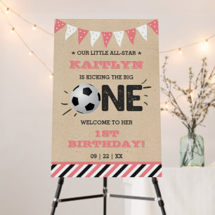 Kicking The Big One Soccer 1st Birthday Welcome Foam Board