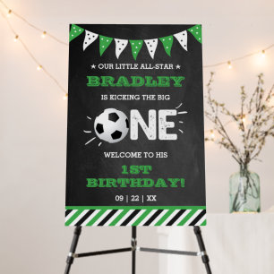 Kicking The Big One Soccer 1st Birthday Welcome Foam Board