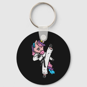 Kicking Unicorn Martial Art Cute Karate Taekwondo Keychain