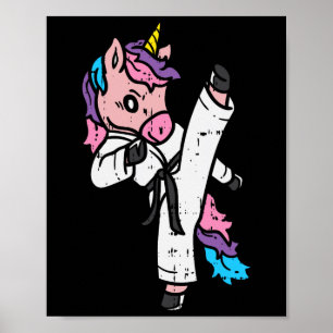Kicking Unicorn Martial Art Cute Karate Taekwondo Poster