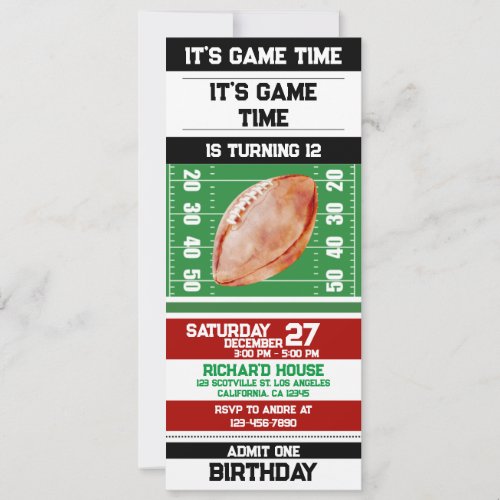 Kickoff Birthday Bash Football Birthday Invitation