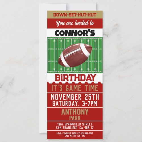 Kickoff Birthday Bash Football Birthday Invitation