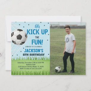 Kickoff Soccer Birthday Invitation with photo