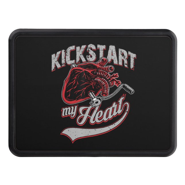 Kickstart My Heart Motorcycle Art Gift Hitch Cover (Front)