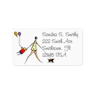 Kid and dog in tow Address Label