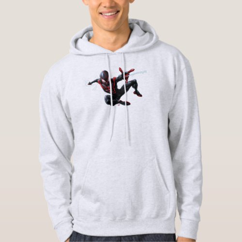 Kid Arachnid Web Slinging Through City Hoodie