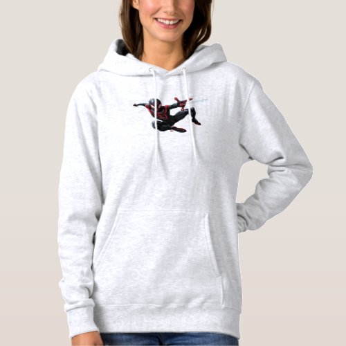 Kid Arachnid Web Slinging Through City Hoodie