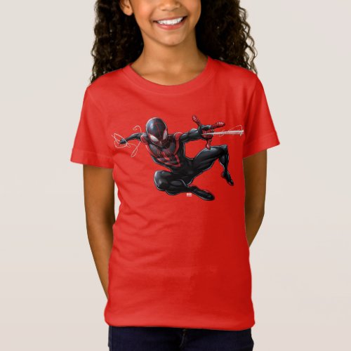 Kid Arachnid Web Slinging Through City T_Shirt