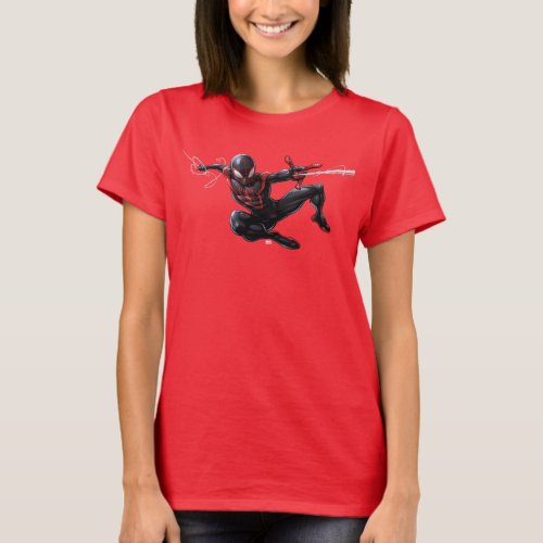 Kid Arachnid Web Slinging Through City T_Shirt
