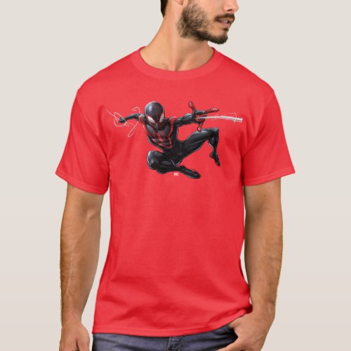 Kid Arachnid Web Slinging Through City T_Shirt