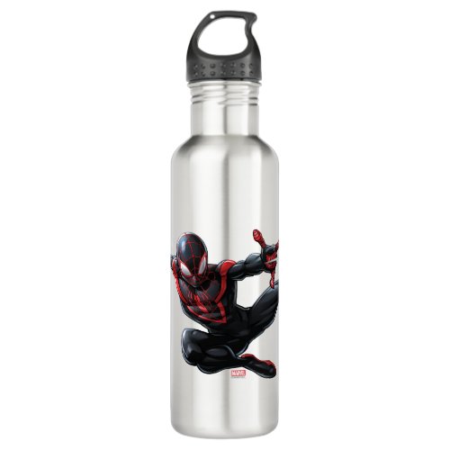 Kid Arachnid Web Slinging Through City Water Bottle