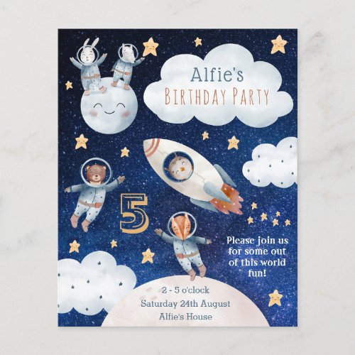 Kid Astronaut Rocket Space Birthday Invitation