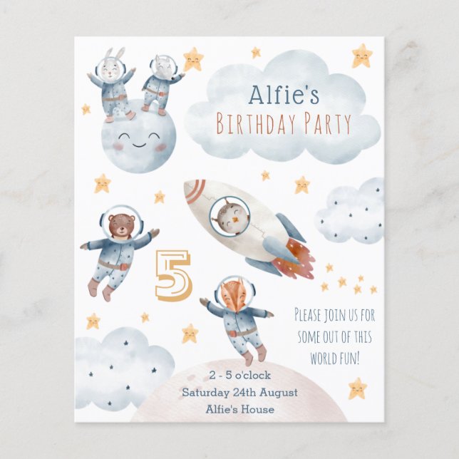 Kid Astronaut Rocket Space Birthday Invitation (Front)