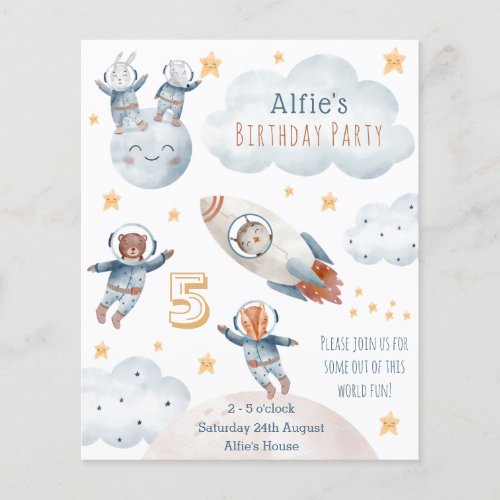 Kid Astronaut Rocket Space Birthday Invitation