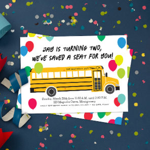 Kid Birthday Yellow School Bus Party Invitation