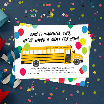 Kid Birthday Yellow School Bus Party Invitation by 2BirdStone at Zazzle