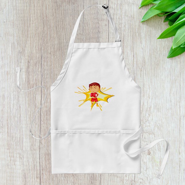Kid Boxer in Red Gloves and Shorts Adult Apron (Creator Uploaded)