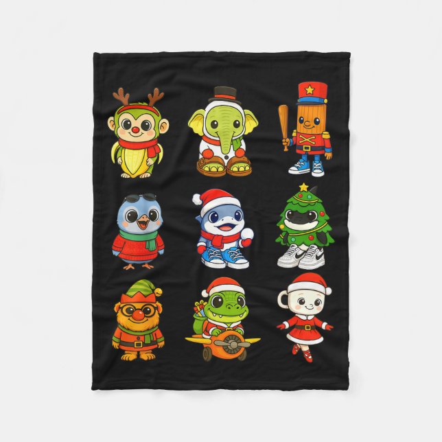 Kid Brainrot Pajama Christmas 2025 Holiday Los Dic Fleece Blanket (Front)