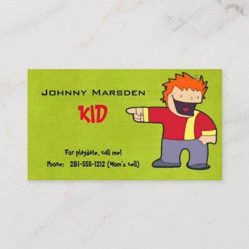 Kid Business Card For Playdate