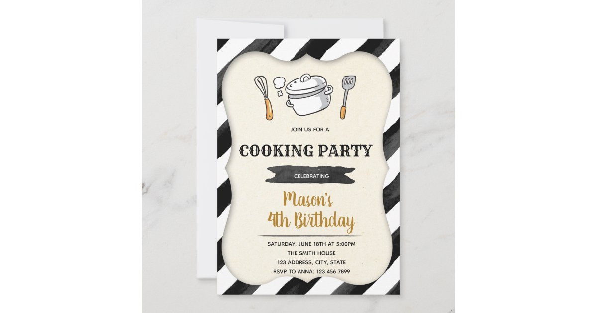 Kid cooking birthday party invitation | Zazzle