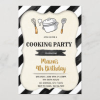 Kid cooking birthday party invitation