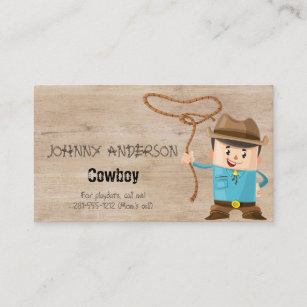 Kid Cowboy Business Card For Boy Playdate