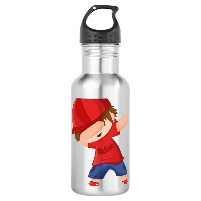 Kid doing dabbing movement dabing dance stainless steel water bottle (Front)