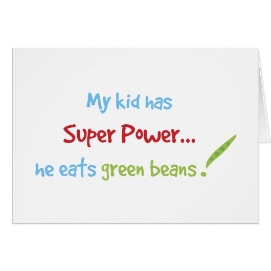 Kid eats green beans cards (Front Horizontal)