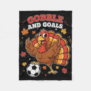Kid Fall Boy Thanksgiving Soccer Turkey Men Gobble Fleece Blanket