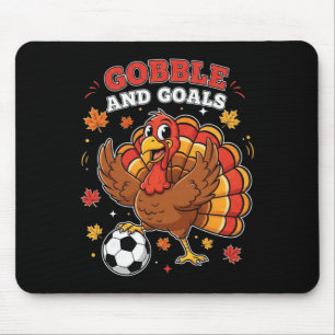 Kid Fall Boy Thanksgiving Soccer Turkey Men Gobble Mouse Pad
