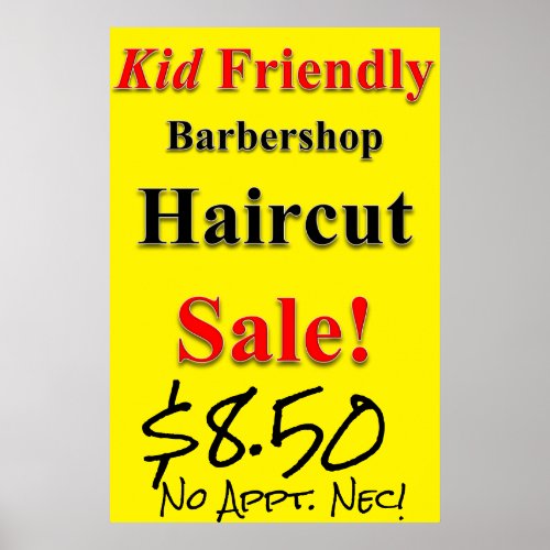 Kid Friendly Haircut Sale Beauty Salon Poster